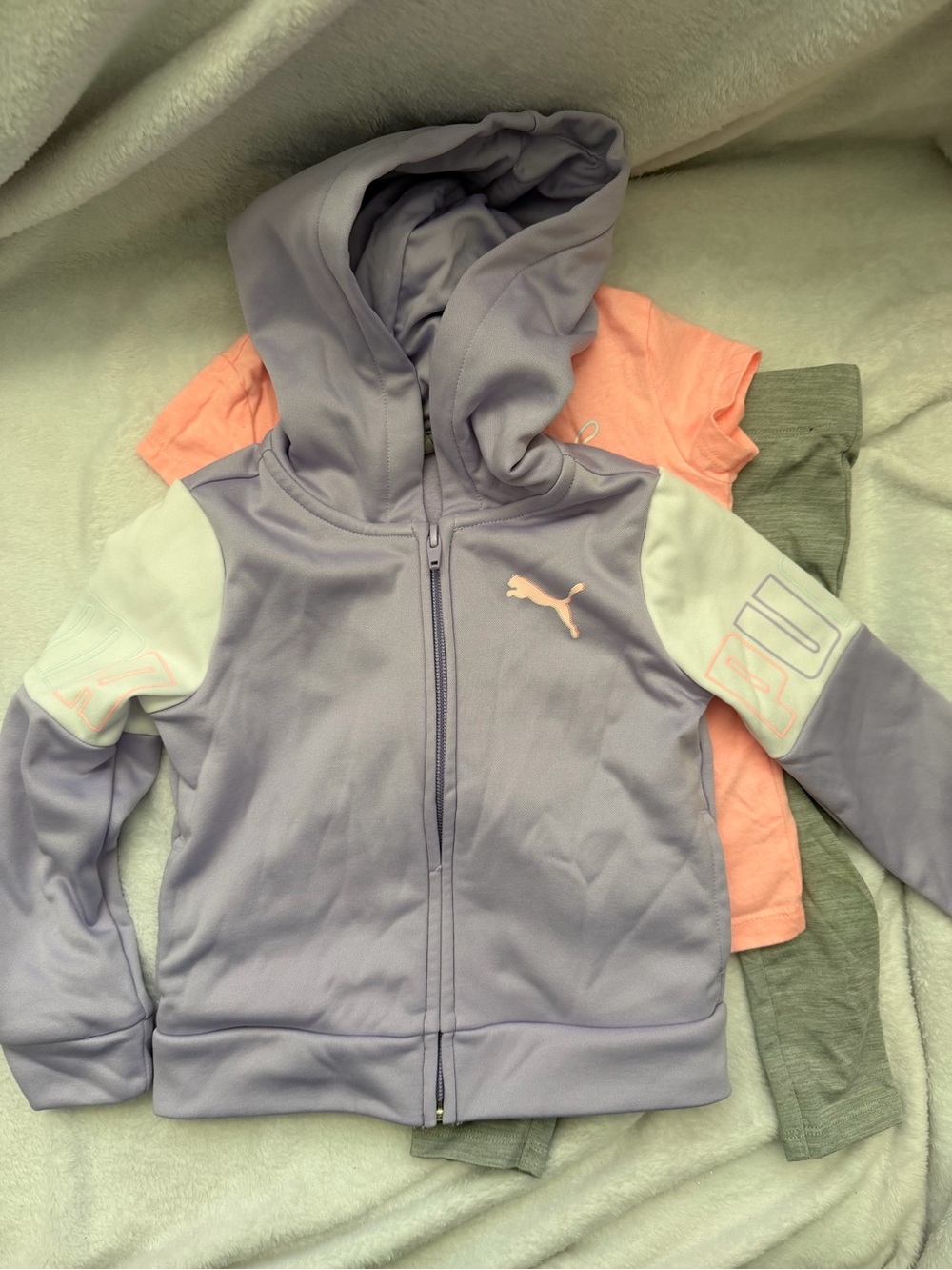 Puma Kids Lavender Hooded Jacket, Tee, and Leggings
